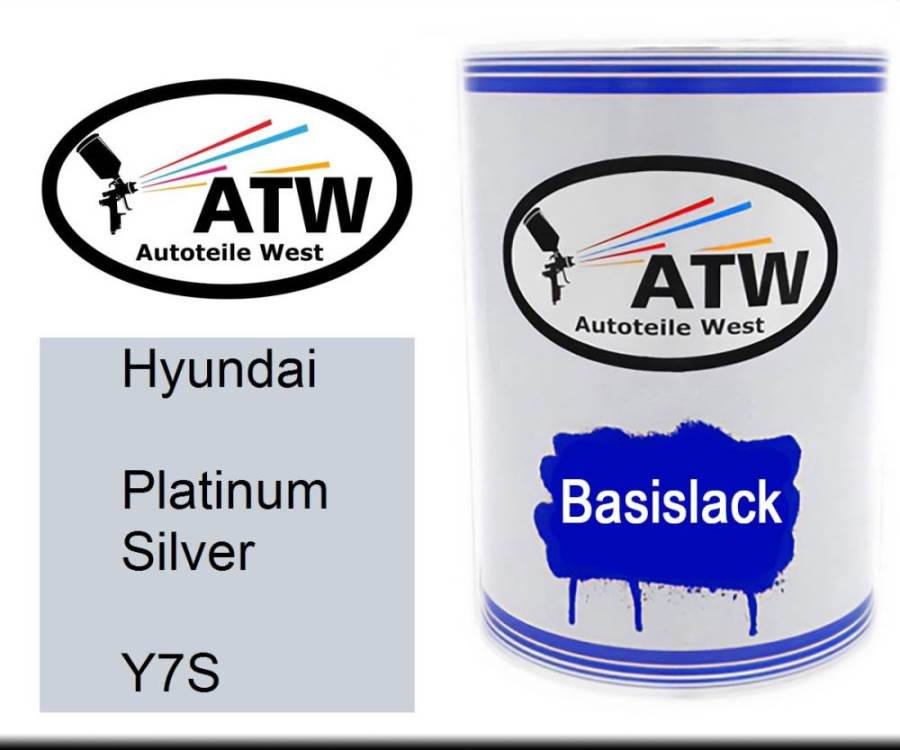 Hyundai, Platinum Silver, Y7S: 500ml Lackdose, von ATW Autoteile West.